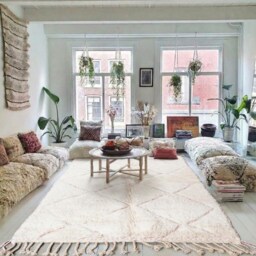 Hand Tufted Ivory & Pink Moroccan Berber Rug, White Wool Shag Boho Nursery Authentic Beni Ourain Carpet, Large 9x12 Area Rug - thumbnail 4