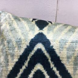 Handwoven Silk Ikat Lumbar Pillow Cover, Modern Home Decor - 10x24 - thumbnail 3
