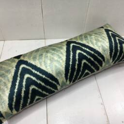 Handwoven Silk Ikat Lumbar Pillow Cover, Modern Home Decor - 10x24 - thumbnail 4