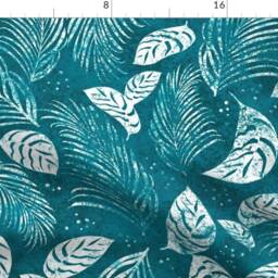 Teal Blue Botanical Curtain Panel - Tropical Leaves Palm Fronds Island Aloha Custom Windward Batik By Kadyson - thumbnail 4