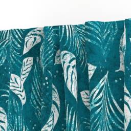 Teal Blue Botanical Curtain Panel - Tropical Leaves Palm Fronds Island Aloha Custom Windward Batik By Kadyson - thumbnail 3