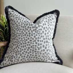 Ivory & Grey Textured Fringed Cushion Cover All Sizes + Trim Colours - thumbnail 2