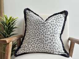 Ivory & Grey Textured Fringed Cushion Cover All Sizes + Trim Colours - thumbnail 1