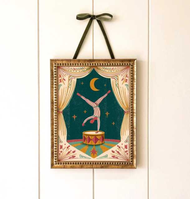Circus Acrobat Print, Vintage Theatre Poster, Whimsical Nursery Wall Art, Grandmillennial Playroom Decor - image 1