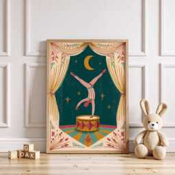Circus Acrobat Print, Vintage Theatre Poster, Whimsical Nursery Wall Art, Grandmillennial Playroom Decor - thumbnail 3