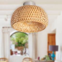 Bam - Bamboo Ceiling Lamp For Boho & Scandinavian Decor Flush Mount Light Fixture Bohemian Light - thumbnail 2