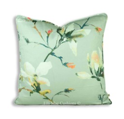 Romo Saphira Luxury Designer Floral Peach Grey Fabric Cushion Pillow Cover - thumbnail 1
