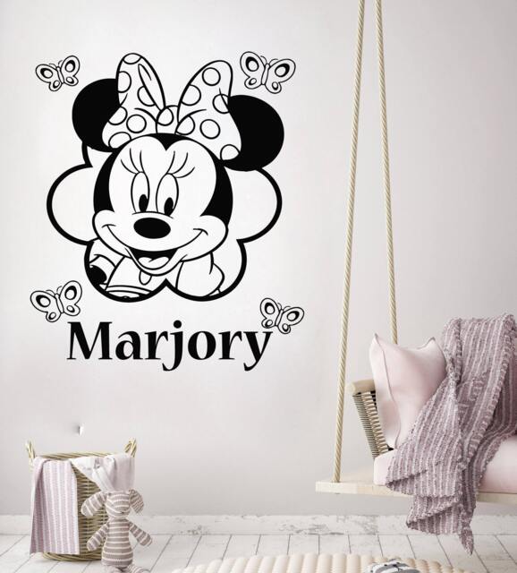 Wall Decal Name Minnie Mouse Personalized Custom Decals Nursery Vinyl Sticker Kids Baby Girls Room Home Decor Butterfly Ms357 - image 1