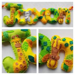 Jungle Felt Name Banner, Safari Animals, Personalised Garland, Letter Bunting, Wall Hanging, Door Sign, Jungle Room Decor, Bunting - thumbnail 2