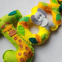 Jungle Felt Name Banner, Safari Animals, Personalised Garland, Letter Bunting, Wall Hanging, Door Sign, Jungle Room Decor, Bunting - thumbnail 3
