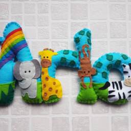 Jungle Felt Name Banner, Safari Animals, Personalised Garland, Letter Bunting, Wall Hanging, Door Sign, Jungle Room Decor, Bunting - thumbnail 4