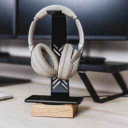Wood Headphone Stand With Qi Wireless Charger, Desk Organizer - thumbnail 3