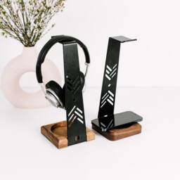 Wood Headphone Stand With Qi Wireless Charger, Desk Organizer - thumbnail 4