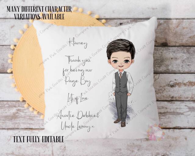 Page Boy, Wedding Pillow, Boy Gift, Bridal Party Gift, Ring Bearer Thank You Gift For Wedding Party, Proposal - image 1