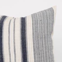 Vintage Hmong Hemp Pillow Cover, Black Indigo Striped, 20x20 - thumbnail 2