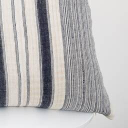 Vintage Hmong Hemp Pillow Cover, Black Indigo Striped, 20x20 - thumbnail 3