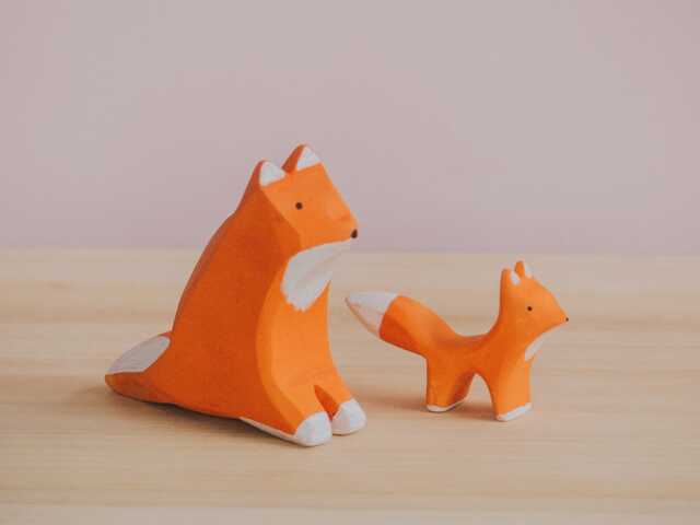 Wooden Little Fox, Handmade Animal, Montessori Toys, Figure Animals, Waldorf Christmas Gift, Woodland Animal Wild Animals - image 1