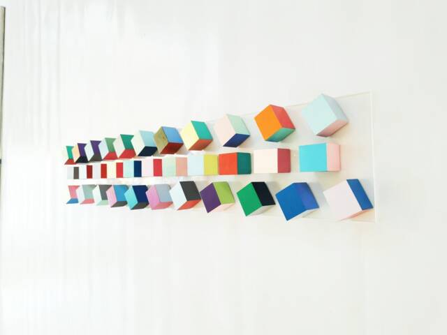 Geometric Wood Cube Wall Art 3D Pop Art Sculpture On Acrylic Panel - image 1