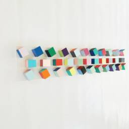 Geometric Wood Cube Wall Art 3D Pop Art Sculpture On Acrylic Panel - thumbnail 3