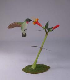 Open-Winged Ruby-Throated Hummingbird #1 Hand Carved Wooden Bird - thumbnail 2
