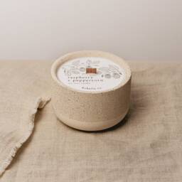 Raspberry & Peppercorn, Botanical Soy Wax Candle, Wood Wick, Concrete Stoneware Eco Friendly Candle Gift, Mum Gift - thumbnail 4