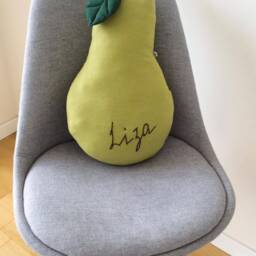 Handmade Linen Pear Pillow, Nursery Decor, Baby Gift - thumbnail 2