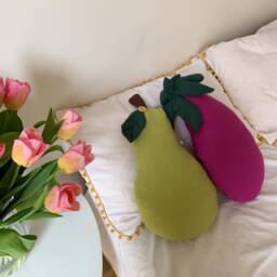 Handmade Linen Pear Pillow, Nursery Decor, Baby Gift - thumbnail 4