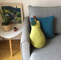 Handmade Linen Pear Pillow, Nursery Decor, Baby Gift