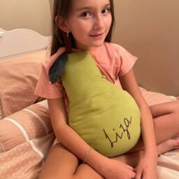 Handmade Linen Pear Pillow, Nursery Decor, Baby Gift - thumbnail 3