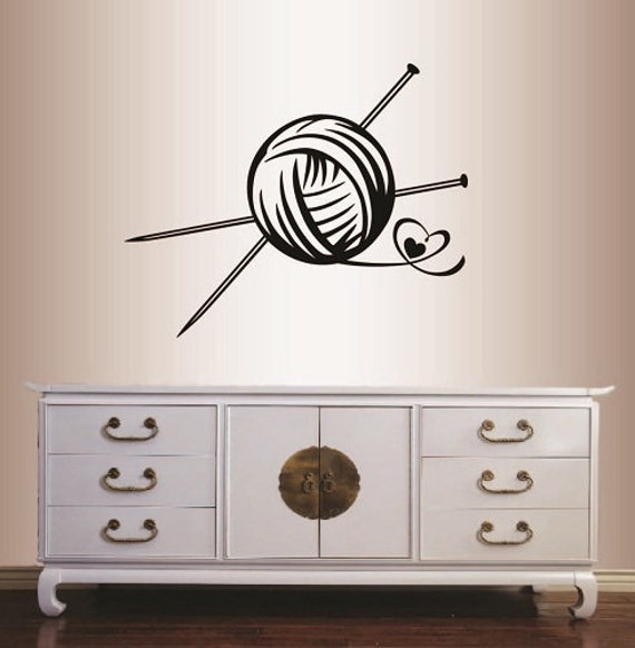 In-Style Decals Wall Vinyl Decal Art Sticker Yarn Ball Knitting Knit Hobby Girl Woman Room Mural Design 93 - image 1