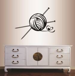 In-Style Decals Wall Vinyl Decal Art Sticker Yarn Ball Knitting Knit Hobby Girl Woman Room Mural Design 93 - thumbnail 1