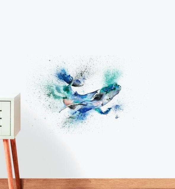 Blue Whale Wall Sticker Decal - Illustration Stickers, Animals Decals, Home Decor, Art, Illustrations