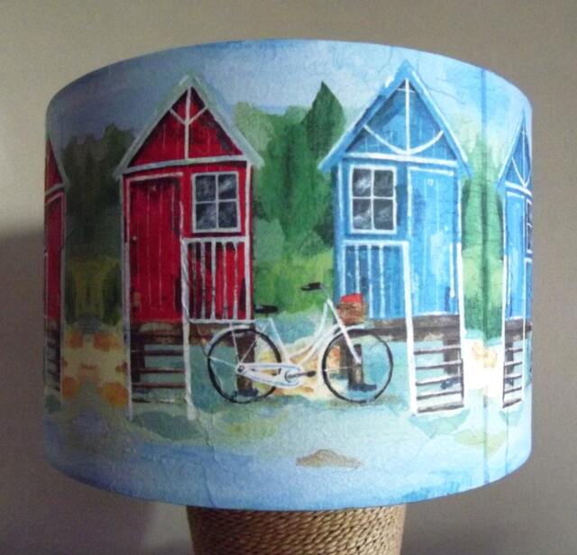 Handmade Beach Hut Lampshade Nautical Seaside Decor - image 1