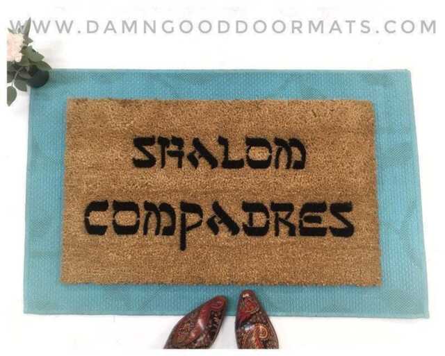 Shalom Compadres Doormat Funny Bilingual Jewish Hispanic Welcome Mat - image 1
