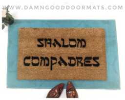 Shalom Compadres Doormat Funny Bilingual Jewish Hispanic Welcome Mat - thumbnail 1