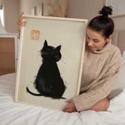 Matsumoto Hoji Cat Print, Poster, Japanese Vintage Wall Art, Woodblock - thumbnail 2