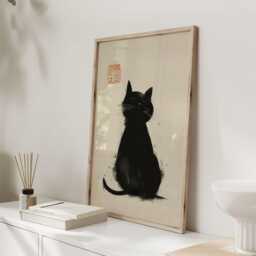 Matsumoto Hoji Cat Print, Poster, Japanese Vintage Wall Art, Woodblock - thumbnail 3
