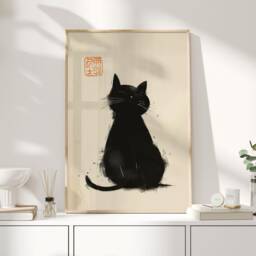 Matsumoto Hoji Cat Print, Poster, Japanese Vintage Wall Art, Woodblock - thumbnail 1