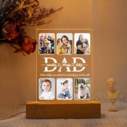 Personalized Photo Night Light, Family Gift, Dad Grandpa Custom Kids Name Birthday Gifts For Daddy - thumbnail 1