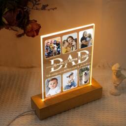 Personalized Photo Night Light, Family Gift, Dad Grandpa Custom Kids Name Birthday Gifts For Daddy - thumbnail 3