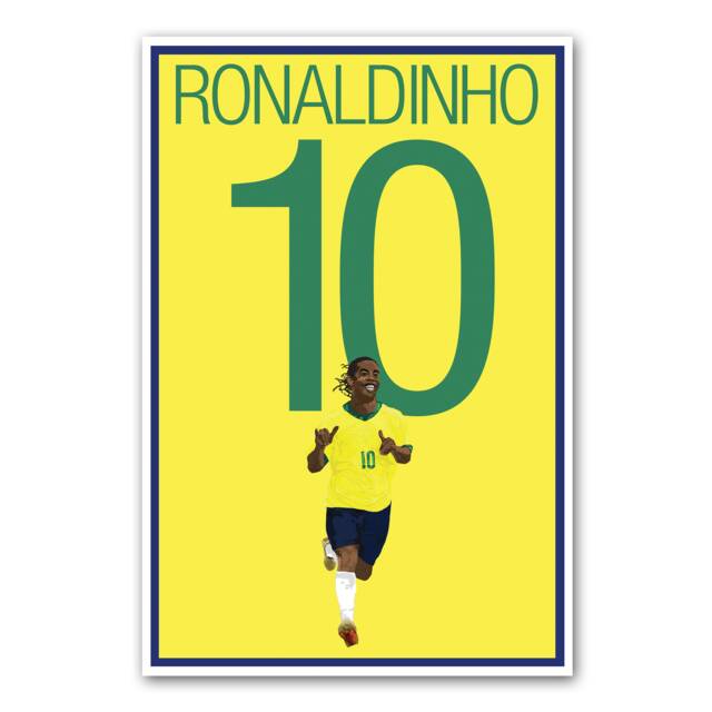 Brazil Soccer Print - Ronaldihno Poster Art Unframed Football Decoration - image 1