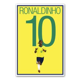 Brazil Soccer Print - Ronaldihno Poster Art Unframed Football Decoration - thumbnail 1