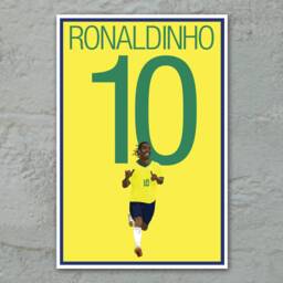 Brazil Soccer Print - Ronaldihno Poster Art Unframed Football Decoration - thumbnail 2