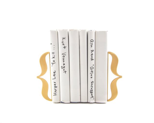 Golden Metal Bookends Modern Minimalist Shelf Decor - image 1