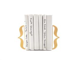 Golden Metal Bookends Modern Minimalist Shelf Decor - thumbnail 1