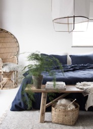 Royal Blue Linen Duvet Cover Pre-Washed Bedding