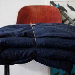 Royal Blue Linen Duvet Cover Pre-Washed Bedding - thumbnail 3