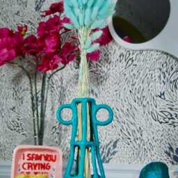 Paper Pulp Abstract Vessel - Bleu Clair Handle Vase - Contemporary Living - Limited Edition - thumbnail 3