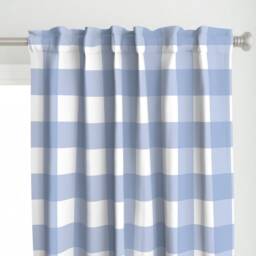 Buffalo Check Curtain Panel - Blue Gingham Classic Plaid Summer Kitchen Decor Custom By Weenkcreative - thumbnail 1