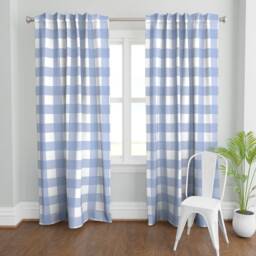 Buffalo Check Curtain Panel - Blue Gingham Classic Plaid Summer Kitchen Decor Custom By Weenkcreative - thumbnail 2